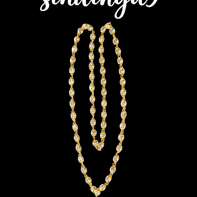 Pure Sphatik Mala with Copper Capping and Copper Linking- Meditation & Pooja