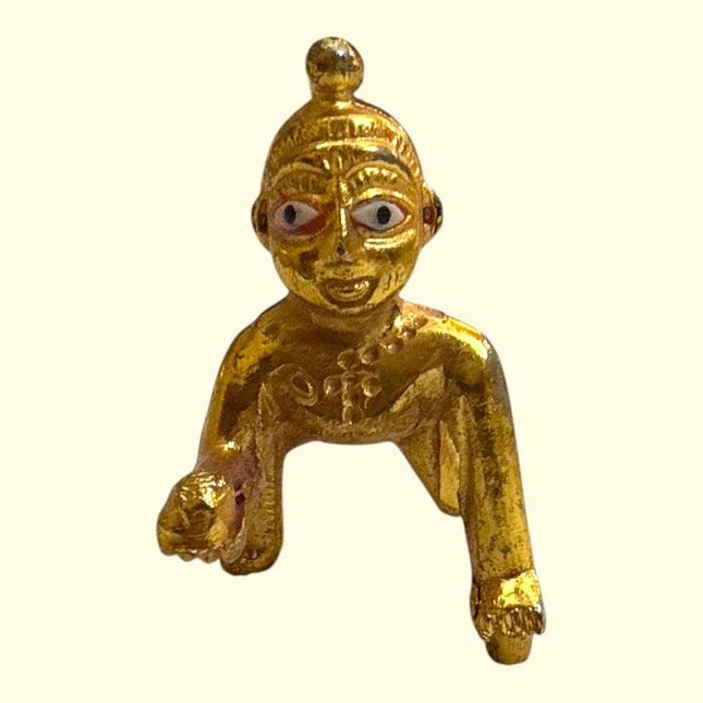 Baby Krishna with eyes - brass